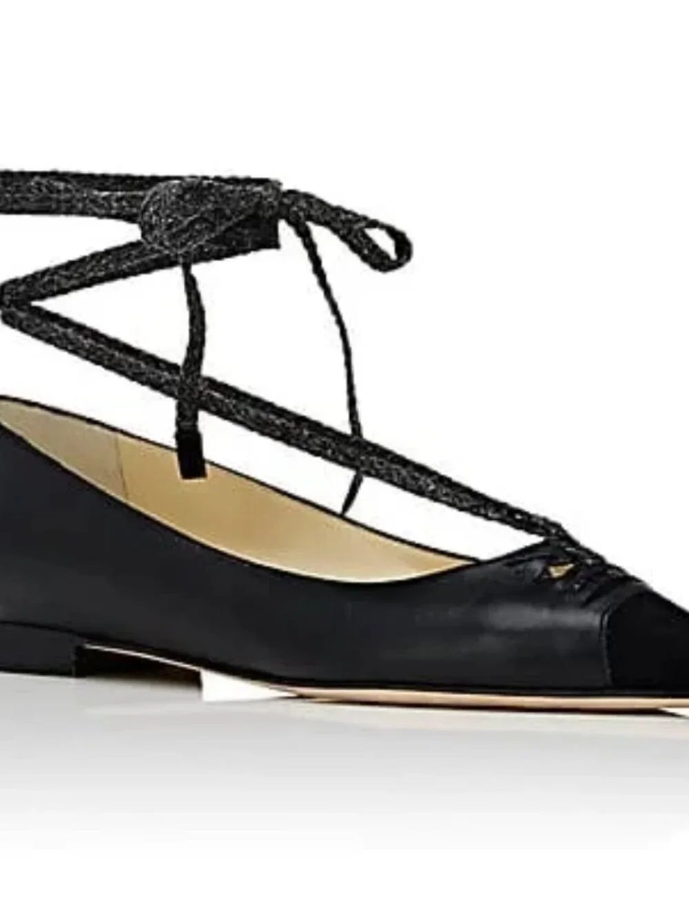 Sarah Flint Lily Ankle Tie Black Leather Flats -NWOT